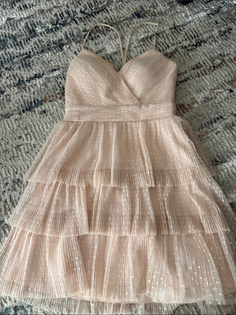 Girls Sparkle Tiered Pink Dress with Spaghetti Straps